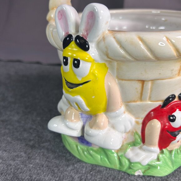 M&M Ceramic Easter Basket Vintage Yellow Red Easter‎ Bunny - Picture 4 of 15